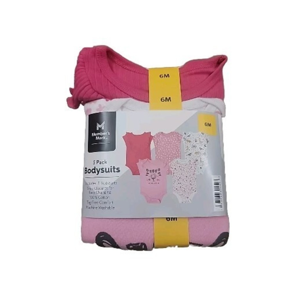 Member's Mark Girls 5 Pack Bodysuits Onsies 6m